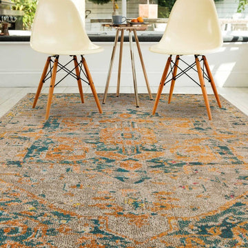 Colores Cloud CO02 Arabesque Modern Abstract Durable Easy-Care Low Profile Ribbed Short Pile Multicolour/Orange/Green/Yellow/Beige Rug-Asiatic Carpets-Rug Love - The Most Loved Rug Store
